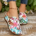 thumbnail image 2 of ZACPNCV Women's Floral Embroidered Closed Toe Mule Wedge Slippers Trendy Thick Sole Comfort Casual Fall Winter, 2 of 9
