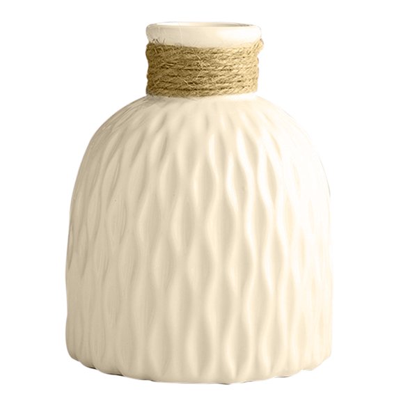 MOQIN White Plastic Vase,Small Ribbed Vases for Rustic Home Decor, Living Room Decor, Book Shelf, Mantel and Minimalism Dining Coffee Table Decor