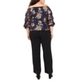 thumbnail image 2 of MSK Womens Off Shoulder Puff Sleeve Ruffled Blouse, blue, Plus Size, 1X, 2 of 2