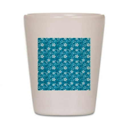 

CafePress - Tropical Floral Tiki Turquoise - White Shot Glass Unique and Funny Shot Glass