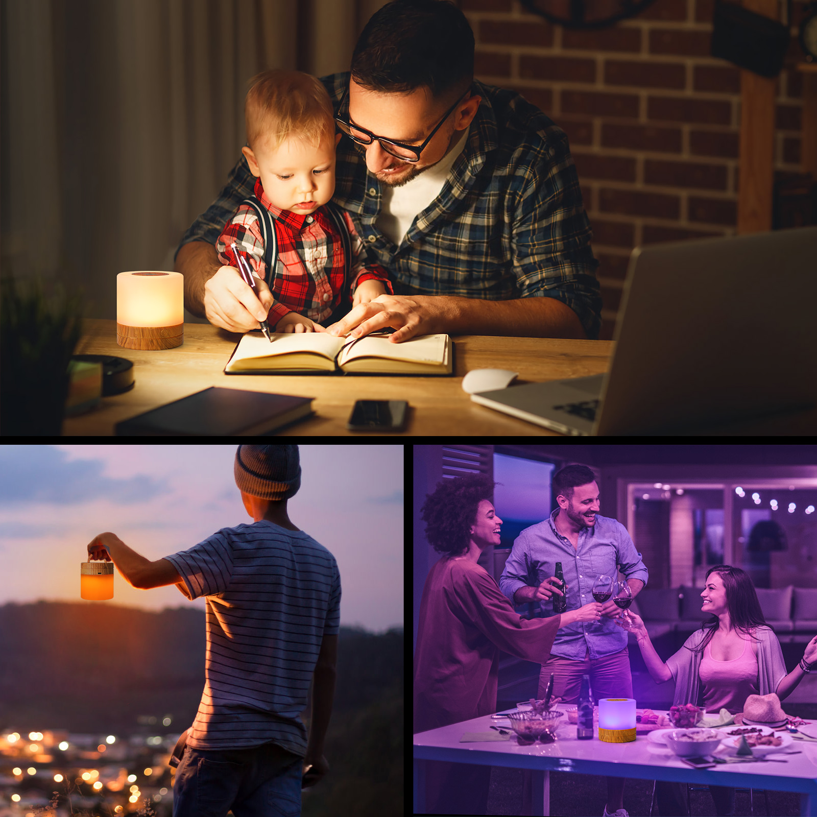 Night Light Touch Sensor Lamp Mini Bedside Table Lamp with Remote, 16 Colors RGB, USB Rechargeable, Portable Dimmable LED Night Light for Bedroom, Living Room