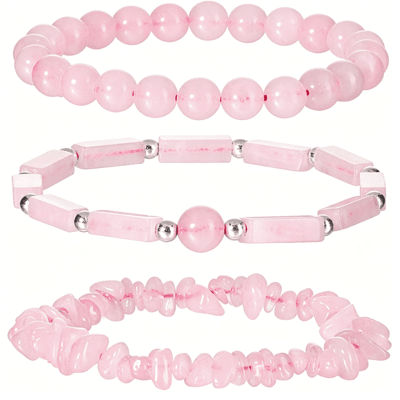 DESIGNICE 3Pcs Natural Stone Bracelets for Women 8Mm Crystal Beaded Bracelets Handmade Stretch Bracelet Healing Crystal Jewelry for Women