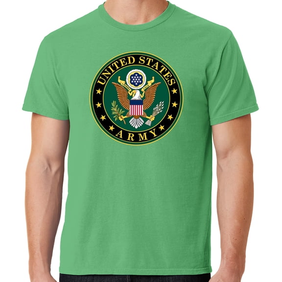 Mens US Army Insignia Cotton Tee Shirt, 2XL Guacamole Green