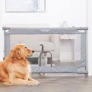 Carlson Extra Wide Gray Mesh Expandable Pet Gate with Small Pet Door, Mesh, includes Rubber Bumpers, Doors and Hallways