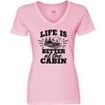 thumbnail image 3 of Inktastic Life is Better at the Cabin with Trees and Moon Women's V-Neck T-Shirt, 3 of 5