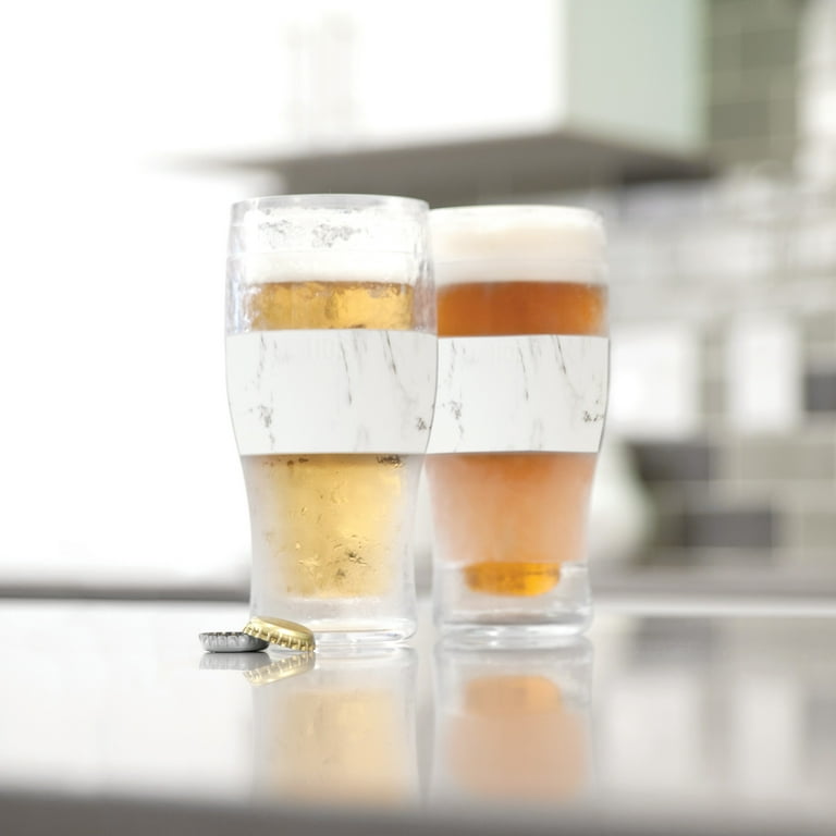Host Freeze Beer Glasses, 16 ounce Freezer Gel Chiller Double Wall Plastic  Frozen Pint Glass, Set of 2, Black