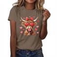 thumbnail image 1 of Puntoco Liquidación de blusas cortas para mujer, camisetas de manga corta con cuello redondo y estampado bonito a la moda para mujer, 1 of 4