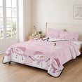 thumbnail image 2 of Quilts Twin Size Bedding Set, Pink Snowman Christmas Lightweight Quilted Comforter, Xmas Snowflake Winter Snowman Soft Reversible Bedspread Coverlet with Pillow Covers for All Season, 68" x 86", 2 of 9