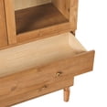 thumbnail image 6 of Walker Edison Modern Arched Bookshelf Glass Door Cabinet with Lower Drawers, English Oak, 6 of 13