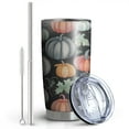 thumbnail image 2 of 20oz Tumblers Fall Pumpkins and Leaves Pattern Stainless Steel Vacuum Insulated Double Wall Travel Tumbler Cups Mug with Lid and Straw,Cleaning Brush for Cold & Hot Drinks, 2 of 7
