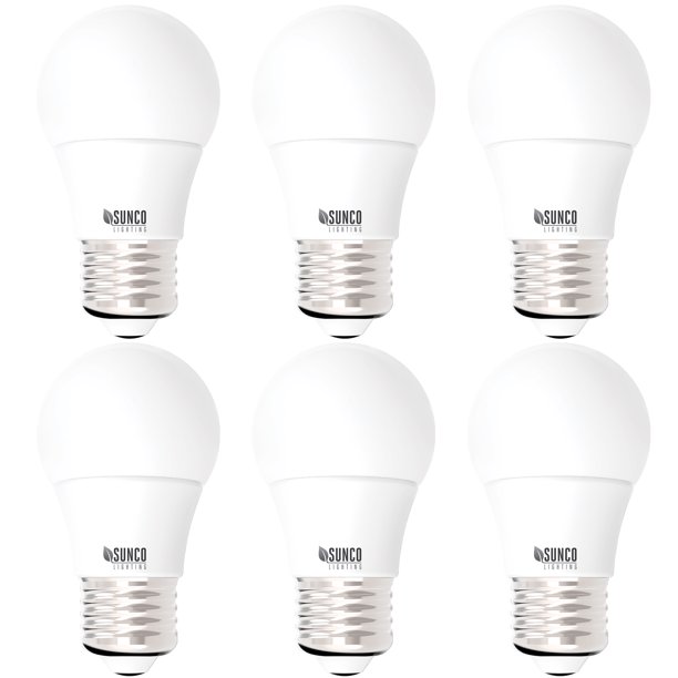 Sunco Lighting 6 Pack A15 LED Bulb, 8W=60W, 6000K Daylight Deluxe