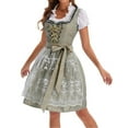 thumbnail image 5 of LEKODE oktoberfest outfits women dirndl dress Bavarian Dress tracht dress Womens Dress Germany Short Sleeve Dirndlbluse Blouse Dress Stage Performance Dress Blackish Green L, 5 of 8