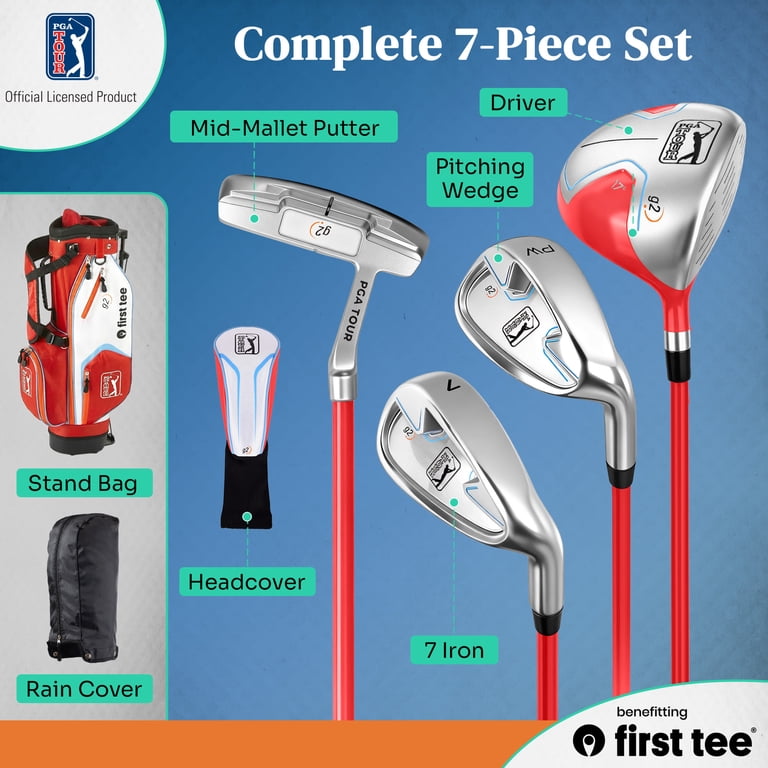 PGA TOUR x First Tee Junior Golf Club Set with Stand Bag, 7-Piece
