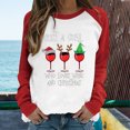 thumbnail image 2 of Camiseta informal de manga larga con cuello redondo y estampado navideño de retazos de primavera para mujer Fridja  bvmnju1501, 2 of 6