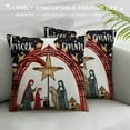thumbnail image 3 of GOSMITH  Christmas Pillow Cover  Cross Holy Night Jesus Nativity Decoration Holiday Farmhouse Winter Pillow Case Decor for Home Sofa Couch AA258-18, 3 of 5