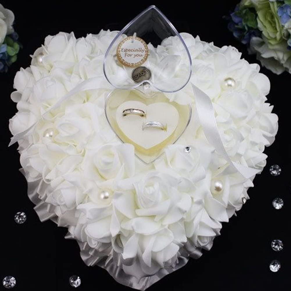 Details about   Bridal Wedding Ceremony Ring Bearer Pillow Cushion Crystal Double Heart Q;
