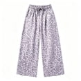 thumbnail image 6 of Women Leopard Sweatpants Baggy Wide Leg Pants Fall Y2K Lounge Sweat Pants with Pockets,Straight Leg, Pull on, Gym,Purple,2XL, 6 of 7