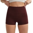 thumbnail image 2 of Tummy Control Women Leggings Elastic High-Waisted Seamless No See-Through Yoga Short Pants Workout Running Leggings Brown S, 2 of 6