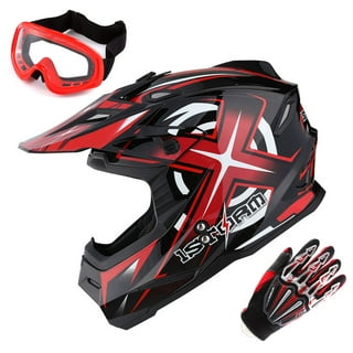  VOMI Casque Motocross Homme, Noir et Rouge, Adulte Casque Moto  Cross Moto Set, Goggle/Gants/Masque/Filet à Elastique, Enfant Casque VTT  Integral BMX Quad Enduro ATV Scooter, Certification Dot,L