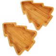thumbnail image 4 of Miangastore 2pcs Christmas Tree Snack Tray Bamboo Fruit Serving Plate Appetizer Serving Plate Sauce Dish, 4 of 9