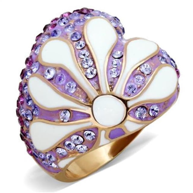 Alamode TK1850-9 Bague en Acier Inoxydable Or Rose pour Femmes avec Cristal de Qualité Supérieure Multicolore - Taille 9