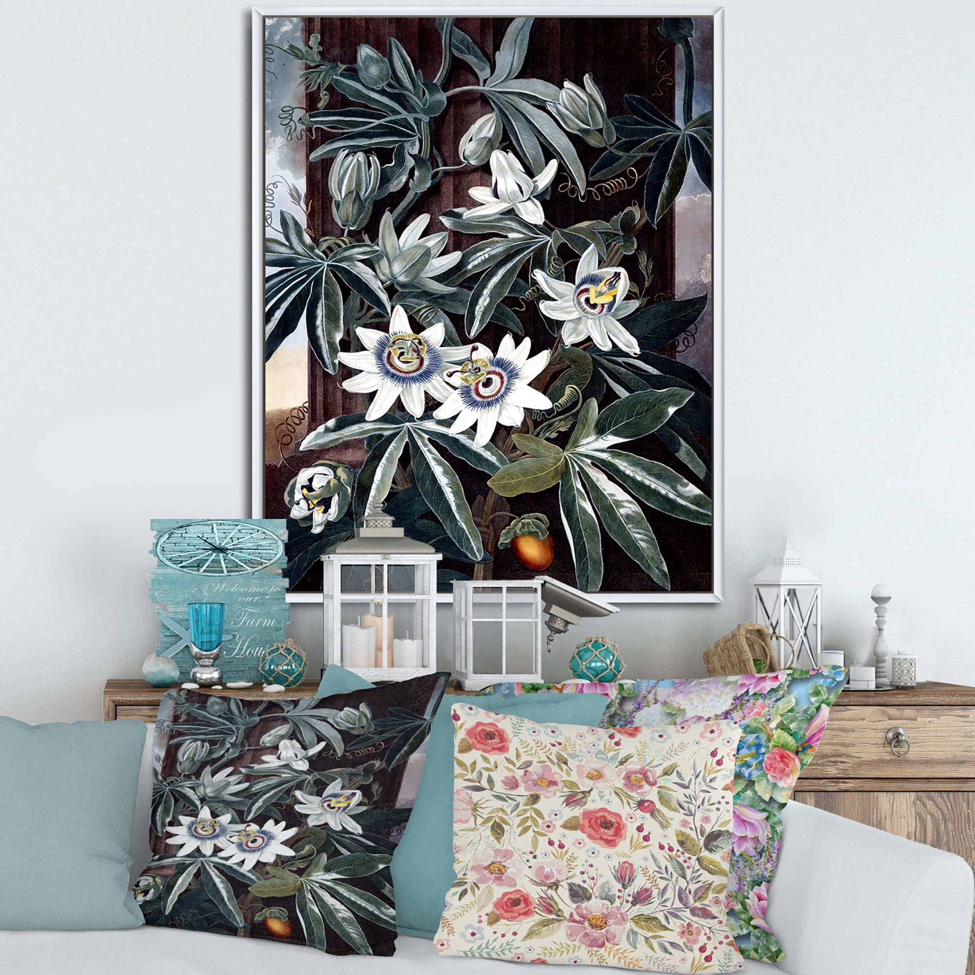 Designart 'Ancient Flowers I' Traditional Framed Canvas Wall Art Print
