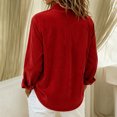 thumbnail image 6 of WULMLEO Women's Corduroy Shirt Casual Loose Fit Long Sleeve Lapel Button Down Fall Winter Tops Red 2XL, 6 of 9
