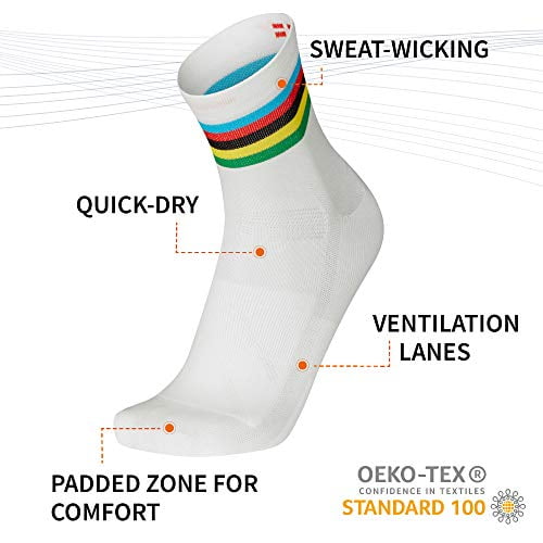 Breathable & Padded Bike Socks DANISH ENDURANCE Cycling Socks Low-Cut 3 Pack for Men & Women