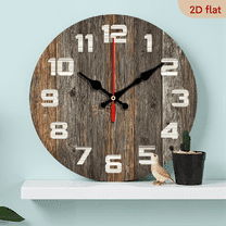 2D Flat 1pc 10Inch Rustic Wooden Wall Clock with Silent Movement - Farmhouse Style, Perfect for Living Room, Bedroom, Kitchen Office Decor