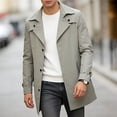 thumbnail image 2 of Mens Trench Coat Loose Fit Single Breasted Casual Mid Long Jacket Streetwear Lightweight Notched Lapel Spring Fall Windbreaker Overcoat with Big Pocket Size 3XL Gray, 2 of 8