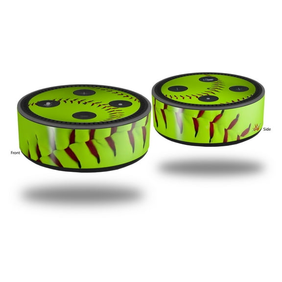 Skin Wrap Decal Set 2 Pack for Amazon Echo Dot 2 - Softball (2nd Generation ONLY - Echo NOT INCLUDED)