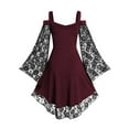 thumbnail image 4 of Verycand Women's Gothic Lace Long Sleeve Square Neck A-Line Party Dress, 4 of 4