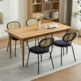 thumbnail image 2 of Danolapsi Modern Dining Chairs Set of 2, Mid-Century Velvet Upholstered Dining Room Chairs with Rattan Backrest & Sturdy Metal Legs, Perfect for Kitchen, Living Room, Reception, 2 of 8