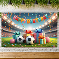 thumbnail image 6 of Soccer Theme Banner Football Design Soccer Birthday Backdrop Athlete Silhouette Golden Trophy Football Party Display for Birthday Party Soccer Party Kids' Birthday, 6 of 9