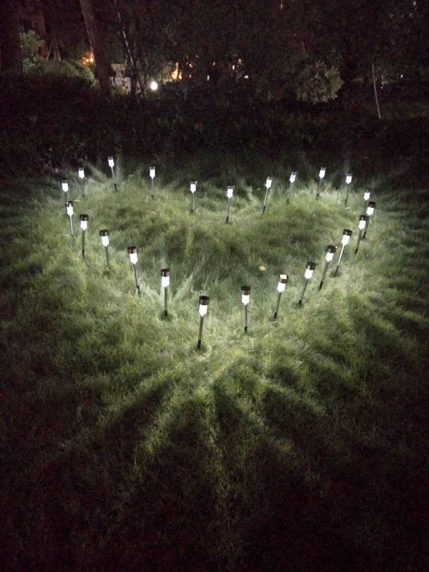 24Pcs Solar Power LED Lawn Lamps with Lampshades, 5W High Brightness, White & Silver