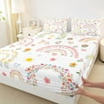 thumbnail image 3 of Feelyou Cute Flower Rainbow Twin Sheet Sets for Teen, Kawaii Spring Floral Twin Fitted Sheet, Princess Cartoon Style Flat Sheet, Breathable Home Decor, 3-Piece, 3 of 7