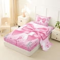 thumbnail image 2 of Erosebridal Pink Cute Bowknot Kids Twin Sheet Sets,Ballet Girls Silhouette Bedding 3-Piece, 2 of 6