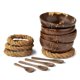 thumbnail image 1 of Set of 4 Coconut Shell Bowls + Wooden Spoons & Holders for Salad, 1 of 5