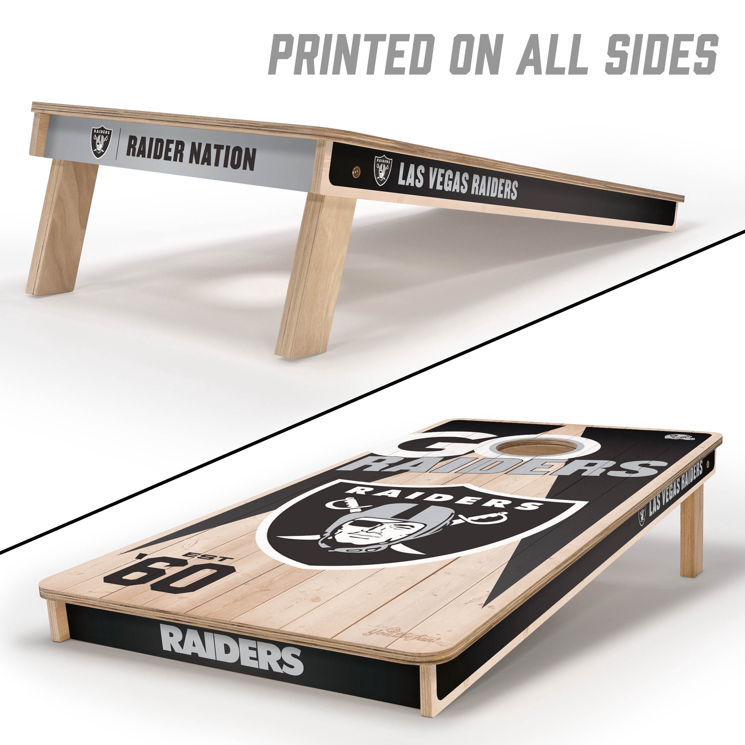 YouTheFan NFL Las Vegas Raiders 2' x 4' Cornhole Game No Bags