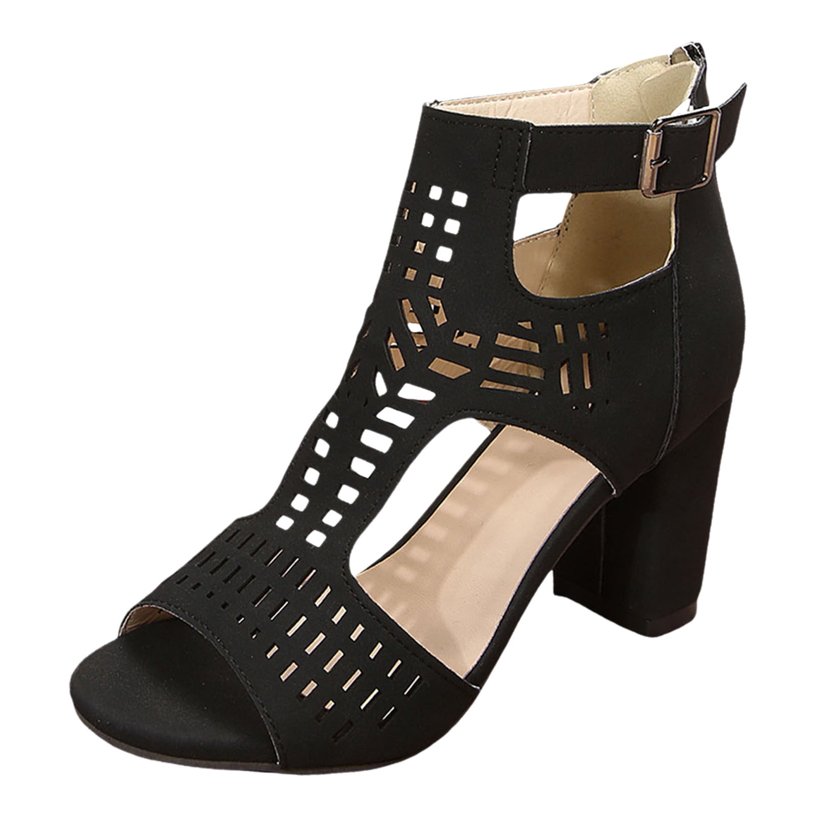 Black zip sandals outlet