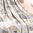 thumbnail image 3 of White Boho Bohemia Rainbows Suns Clouds Pattern Blanket,Comfortable Soft Flannel Throw Blanket,All Season,Warm Lightweight Blankets for Sofa Bed Couch Living Room Chair,30"x40", 3 of 4