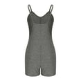thumbnail image 5 of Lenpel Rompers for Women Soft Casual Spaghetti Strap V Neck Ribbed Knit Sleeveless Jumpsuits Summer Short Overalls with Pockets, 5 of 7