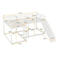 thumbnail image 7 of Quad Bunk Beds for 4,Full and Twin Size L-Shape Metal Bunk Bed with Slide and Short Ladder,Heavy-Duty Metal Floor Bunk Bed, White, 7 of 7