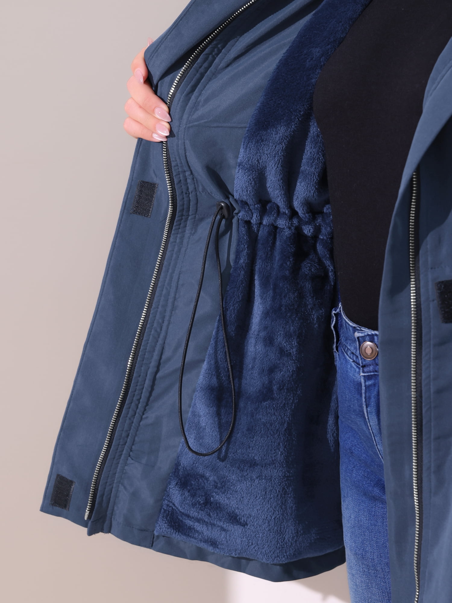 DARING DIVA Women's Plus Size Lightweight Waterproof Hooded Windbreaker Coat 3X Navy Blue