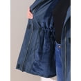 thumbnail image 5 of DARING DIVA Women's Plus Size Lightweight Waterproof Hooded Windbreaker Coat 1X Navy Blue, 5 of 6