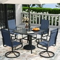 thumbnail image 4 of MRUAKA 5-Piece Patio Dining Set, 360-Swivel Mid Back Breathable Textilene Chairs & Square Table, Heavy Duty All-Weather Outdoor Furniture, Blue, 4 of 10