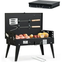 Portable Charcoal Grill, Foldable BBQ Grill Kit for Camping & Picnics - Mini Outdoor Grill 17.1”x10.8”x2.5” with Tool Set