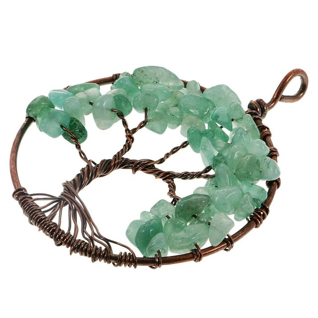 Colgante de Piedras en Alambre de Cobre Vintage de árbol de para La Fabricación de Joyas de Collar Verde
