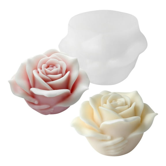 JDH 2PCS Hand Held Rose Silicone Molds Soap 3D Flower Mold Candle Mold for DIY Making Handmade Soaps, Candle Gifts, Resin Crafts, Ice Cubes, Chocolate and Home Decorations