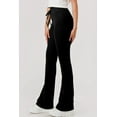 thumbnail image 3 of Ribbed Knit Drawstring Waist Flare Pants - Black, 3 of 8